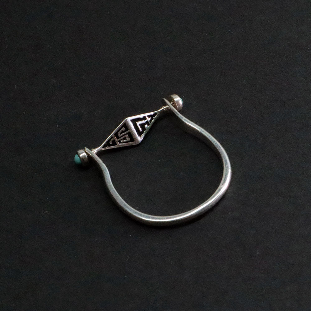 Turquoise Protection Ring with Silver Triangle Design