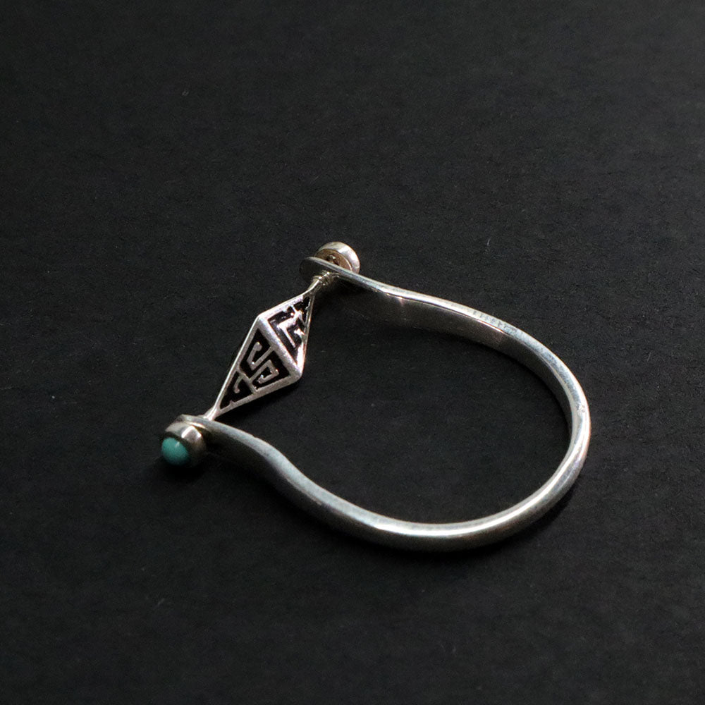 Turquoise Protection Ring with Silver Triangle Design