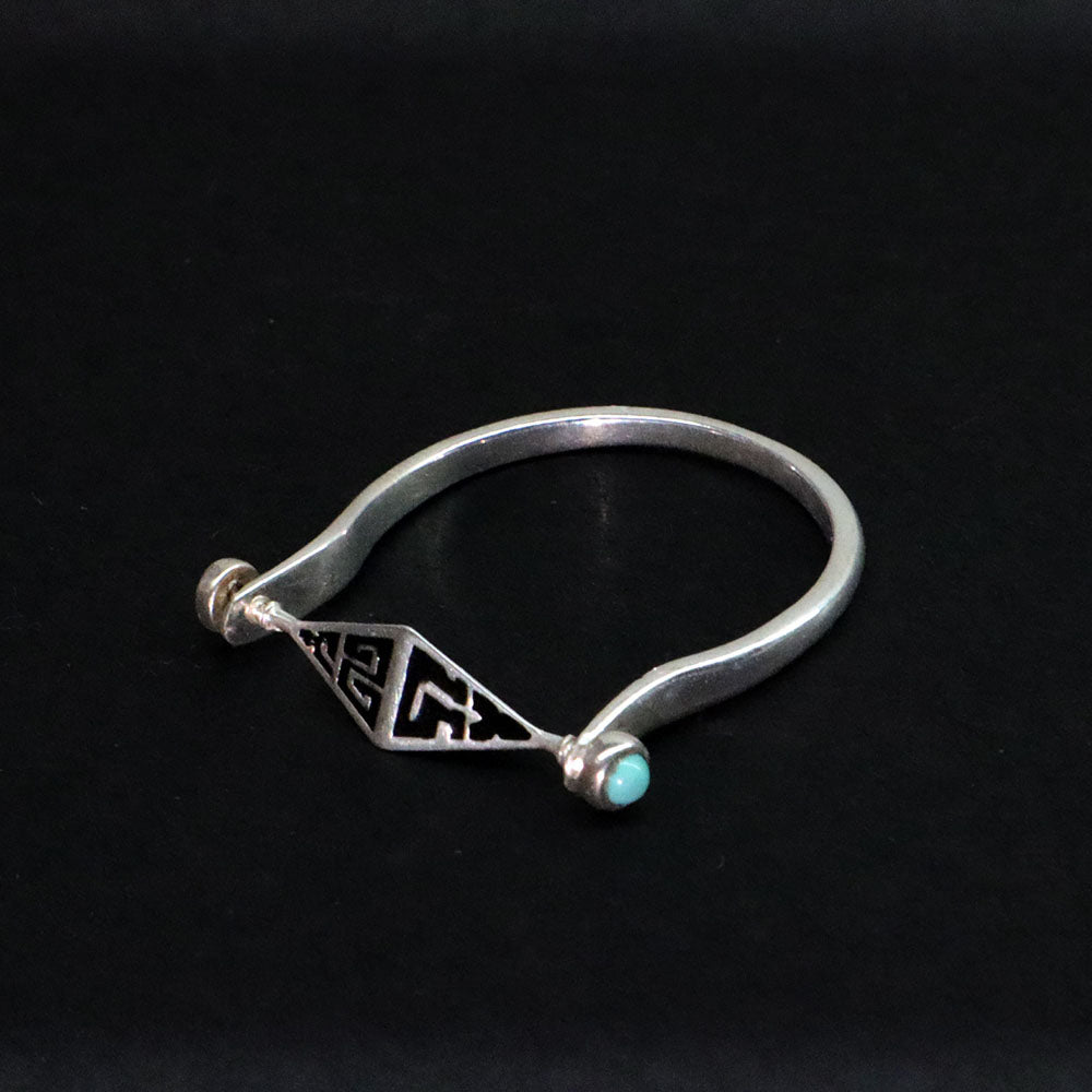 Turquoise Protection Ring with Silver Triangle Design