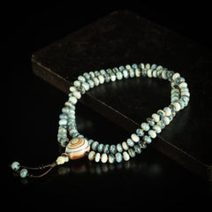 Blue Agate 108 Beads Mala Necklace