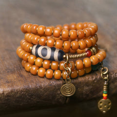 Wealth Harmony Dzi Bodhi Blessing Necklace