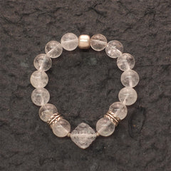 Pure Tranquility Tibetan White Quartz & Silver Wishful Cloud Bracelet