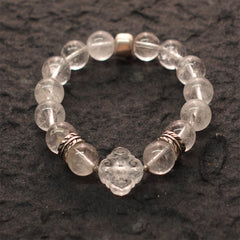 Pure Tranquility Tibetan White Quartz & Silver Wishful Cloud Bracelet