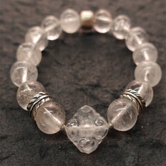 Pure Tranquility Tibetan White Quartz & Silver Wishful Cloud Bracelet