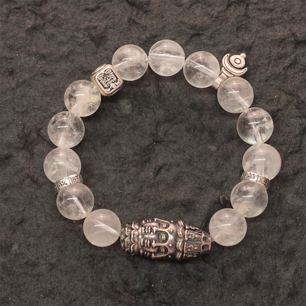 Purity & Wealth Tibetan Clear Quartz Silver Zakhiram Bracelet