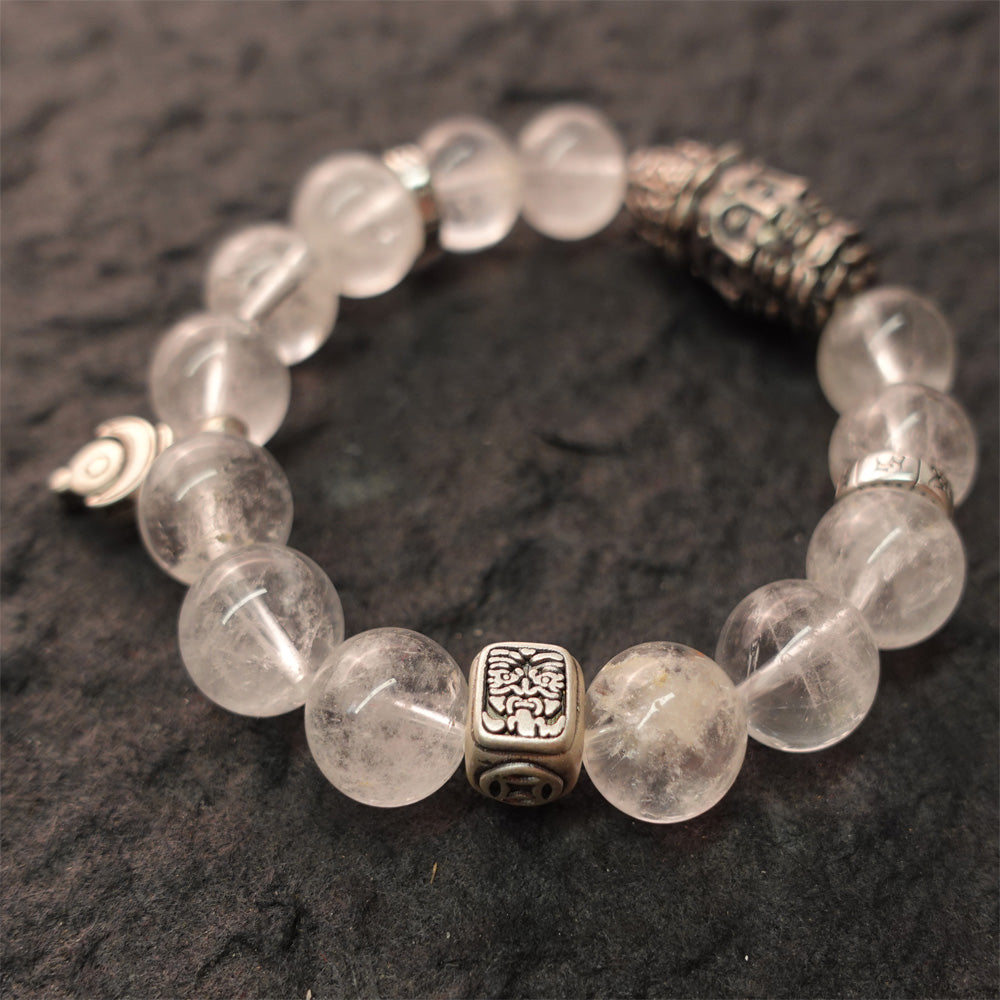 Purity & Wealth Tibetan Clear Quartz Silver Zakhiram Bracelet