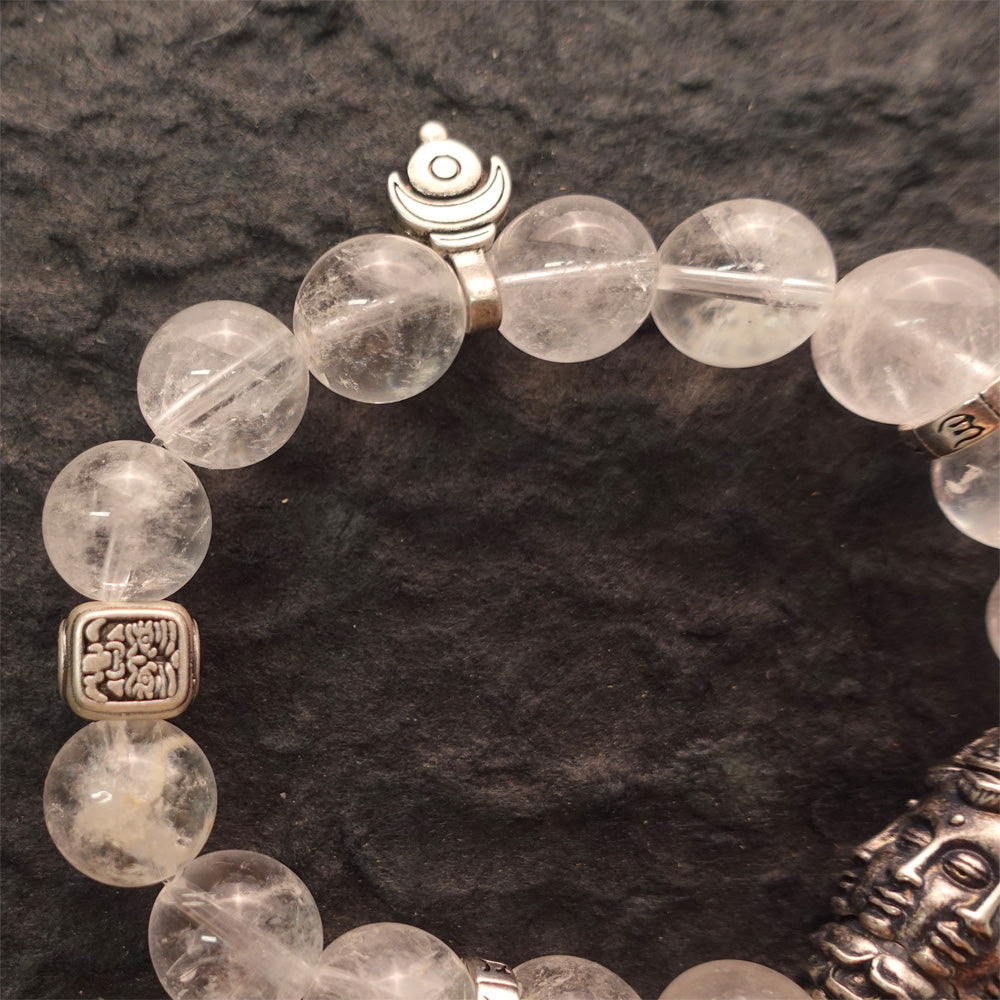 Purity & Wealth Tibetan Clear Quartz Silver Zakhiram Bracelet
