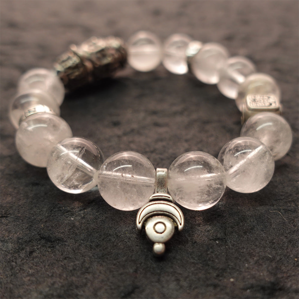 Purity & Wealth Tibetan Clear Quartz Silver Zakhiram Bracelet