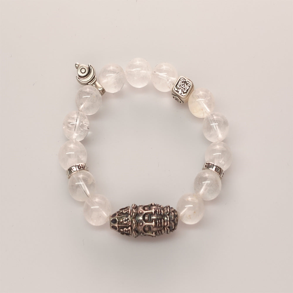 Purity & Wealth Tibetan Clear Quartz Silver Zakhiram Bracelet