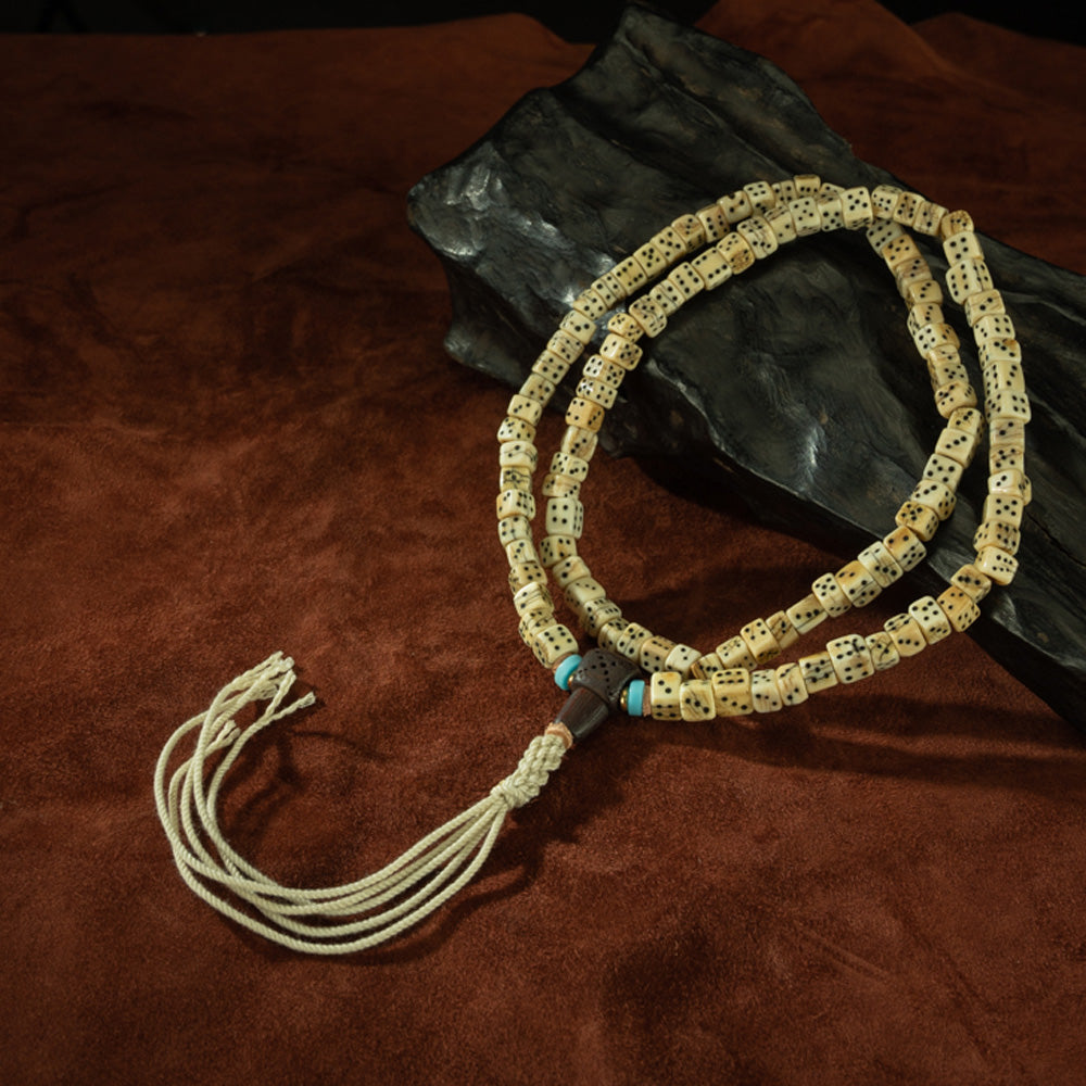 108 Beads Antique Tibetan Jade & Turquoise Bodhi Seed Prayer Bracelet