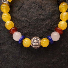 Wealth & Compassion Ratnasambhava Yellow Chalcedony Buddha Bracelet