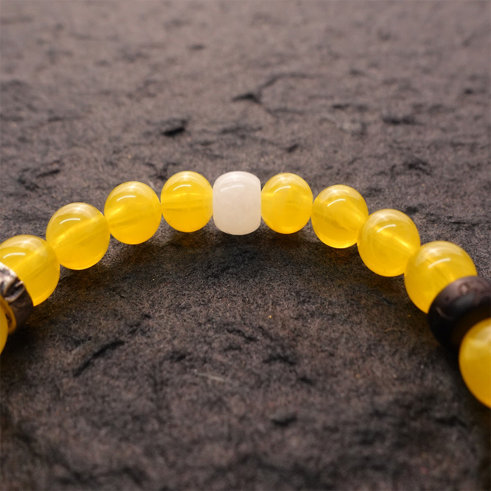 Wealth & Compassion Ratnasambhava Yellow Chalcedony Buddha Bracelet