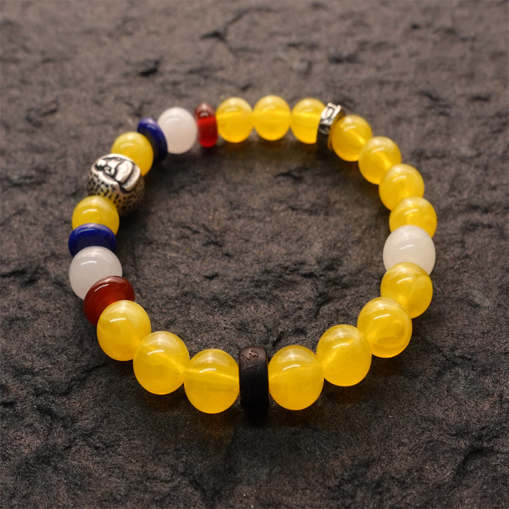 Wealth & Compassion Ratnasambhava Yellow Chalcedony Buddha Bracelet