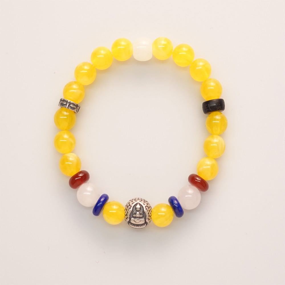 Wealth & Compassion Ratnasambhava Yellow Chalcedony Buddha Bracelet