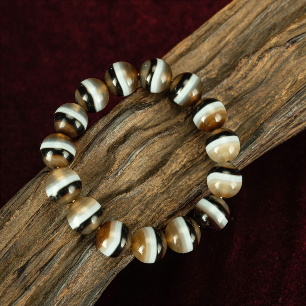 108 Dzi Beads Bracelet - Black and White Tricolor