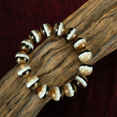 108 Dzi Beads Bracelet - Black and White Tricolor