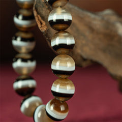 108 Dzi Beads Bracelet - Black and White Tricolor