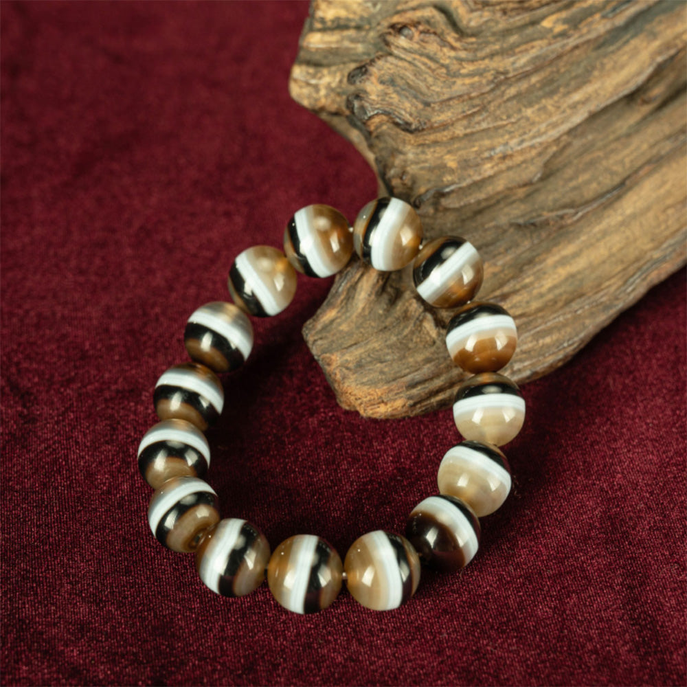 108 Dzi Beads Bracelet - Black and White Tricolor