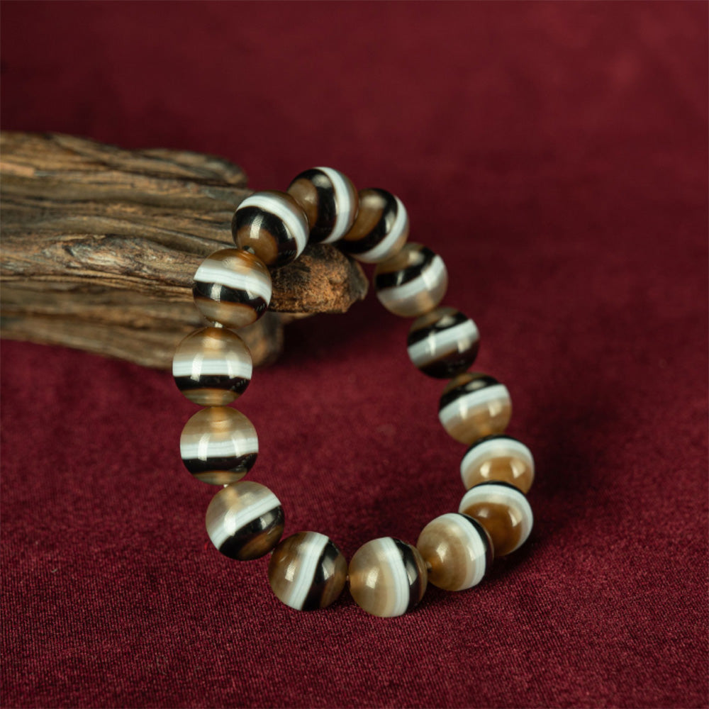 108 Dzi Beads Bracelet - Black and White Tricolor