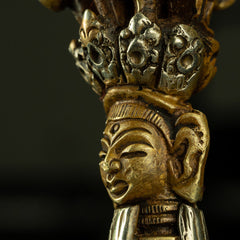 19th Century Tibetan Ritual Bell and Vajra - Copper 9-Prong Thunderbolt Protection Bell