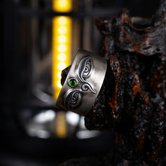 Handcrafted Green Tara Sterling Silver Ring (S925)