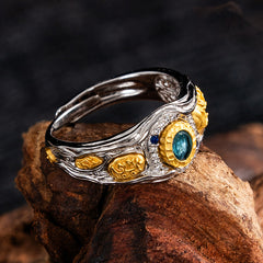 S925 Sterling Silver Zhaxi Lhamo Ring with Gemstones