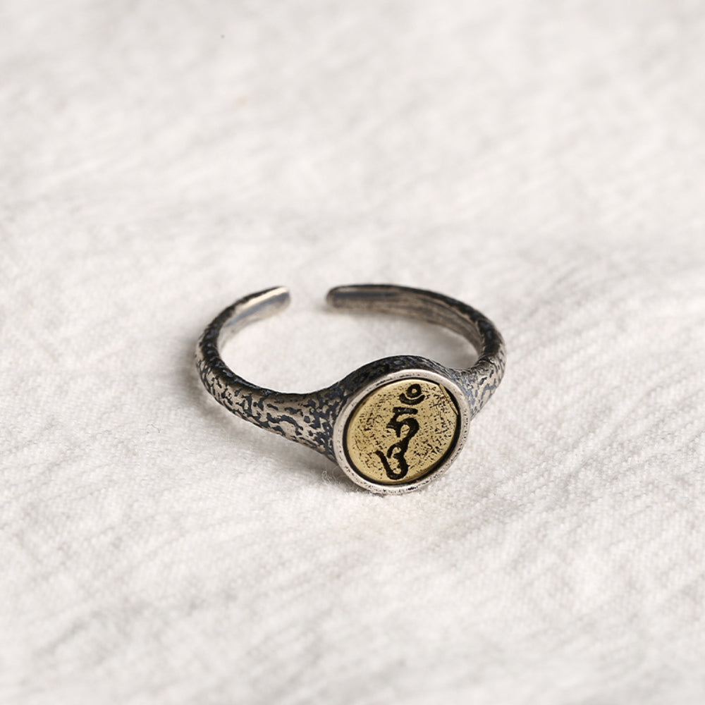 Sacred Protection Mantra Ring – Green Tara, Medicine Buddha, and Black Tara